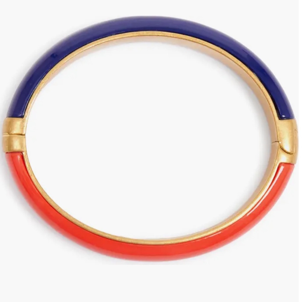 NWT Clare V Color Block Enamel Bangle Bracelet Navy and Poppy
